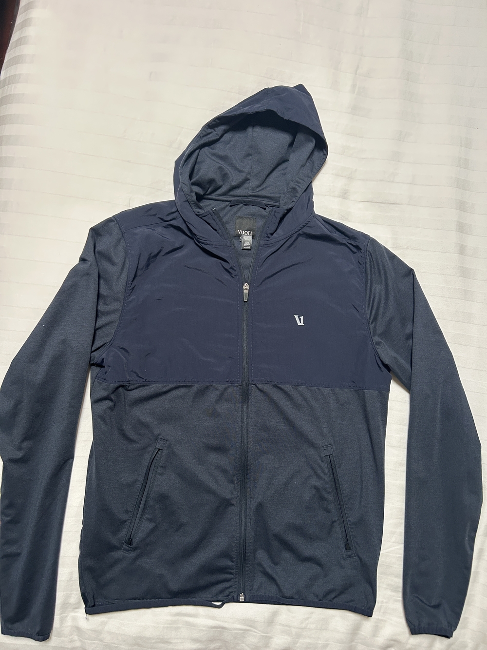 Vuori Navy Two-Tone Full-Zip Hoodie Jacket